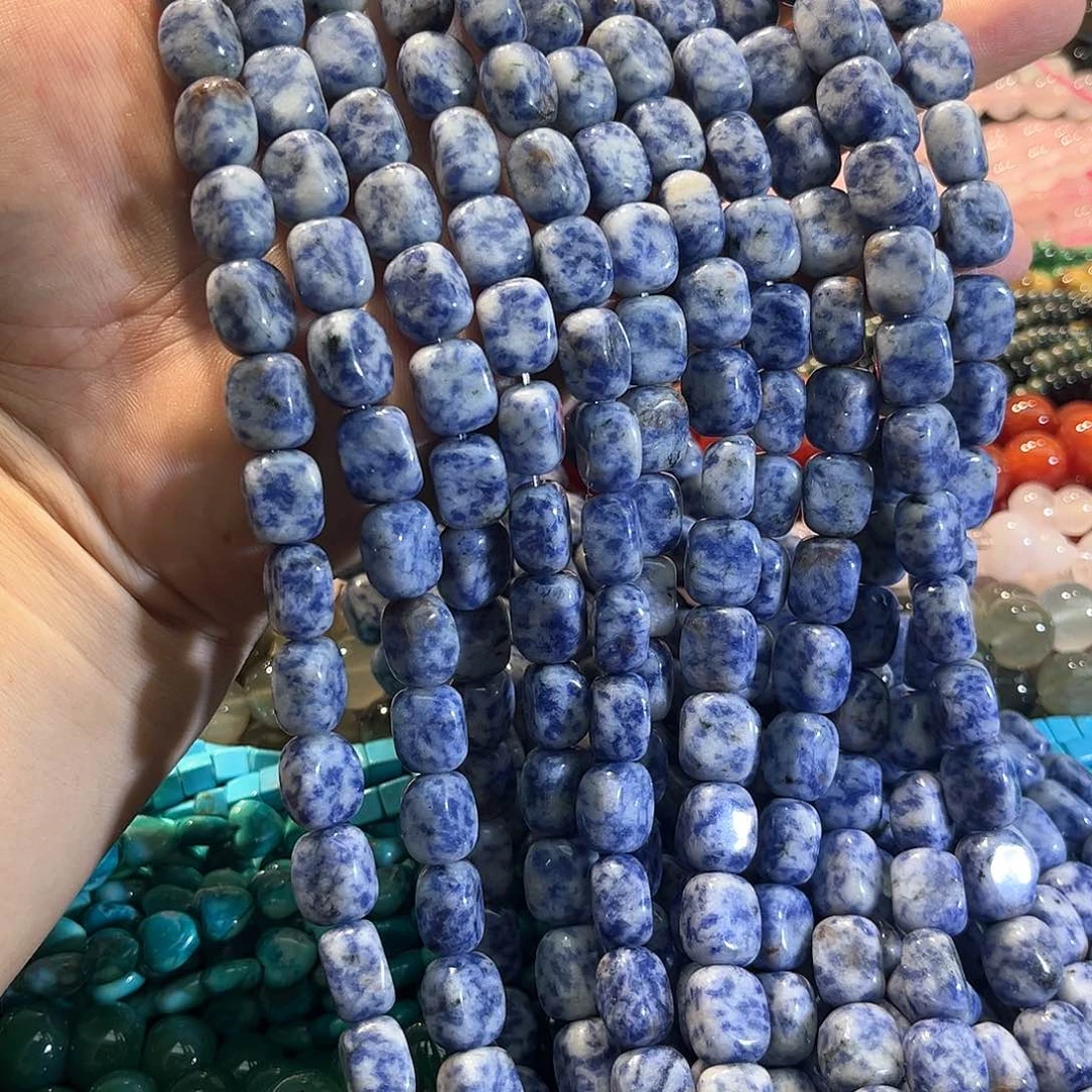 玛瑙/玉髓合金珠宝半成品蓝纹10x13mm两条