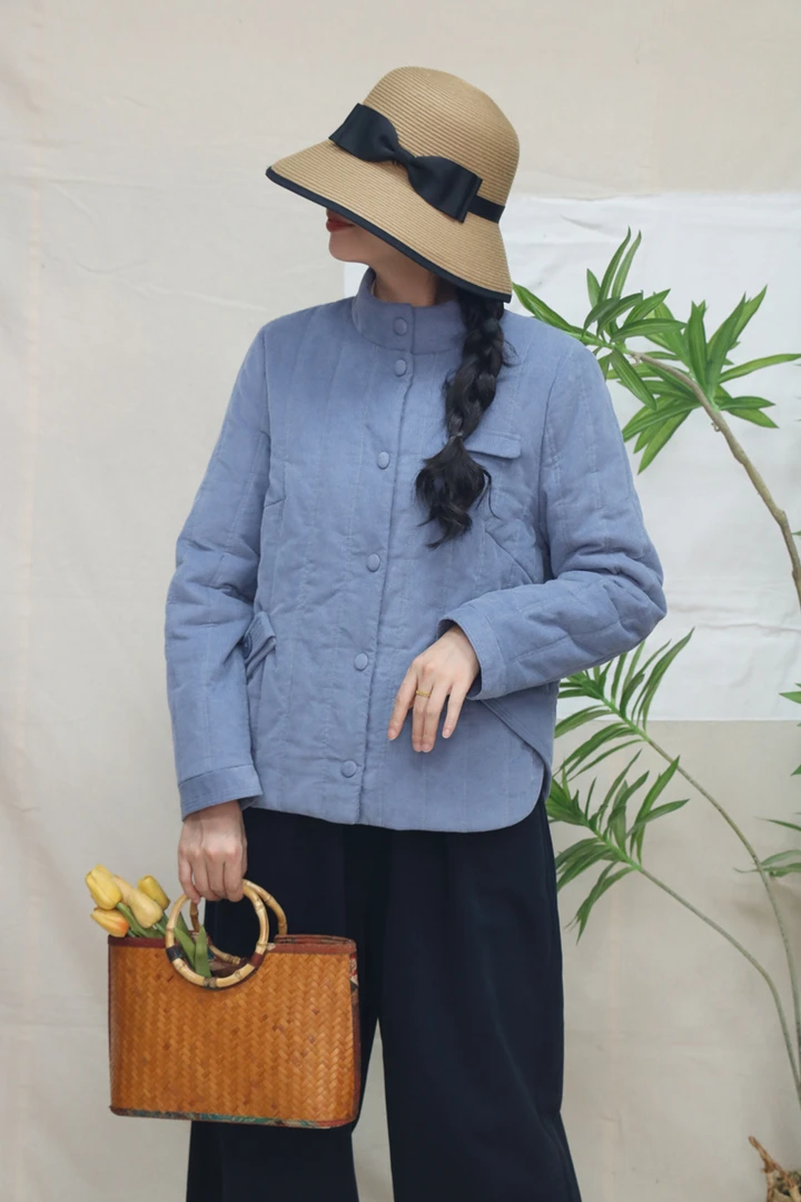 喜盼原创{星澜}25冬新立领加厚羊毛外套100纯羊毛女文艺百搭上衣