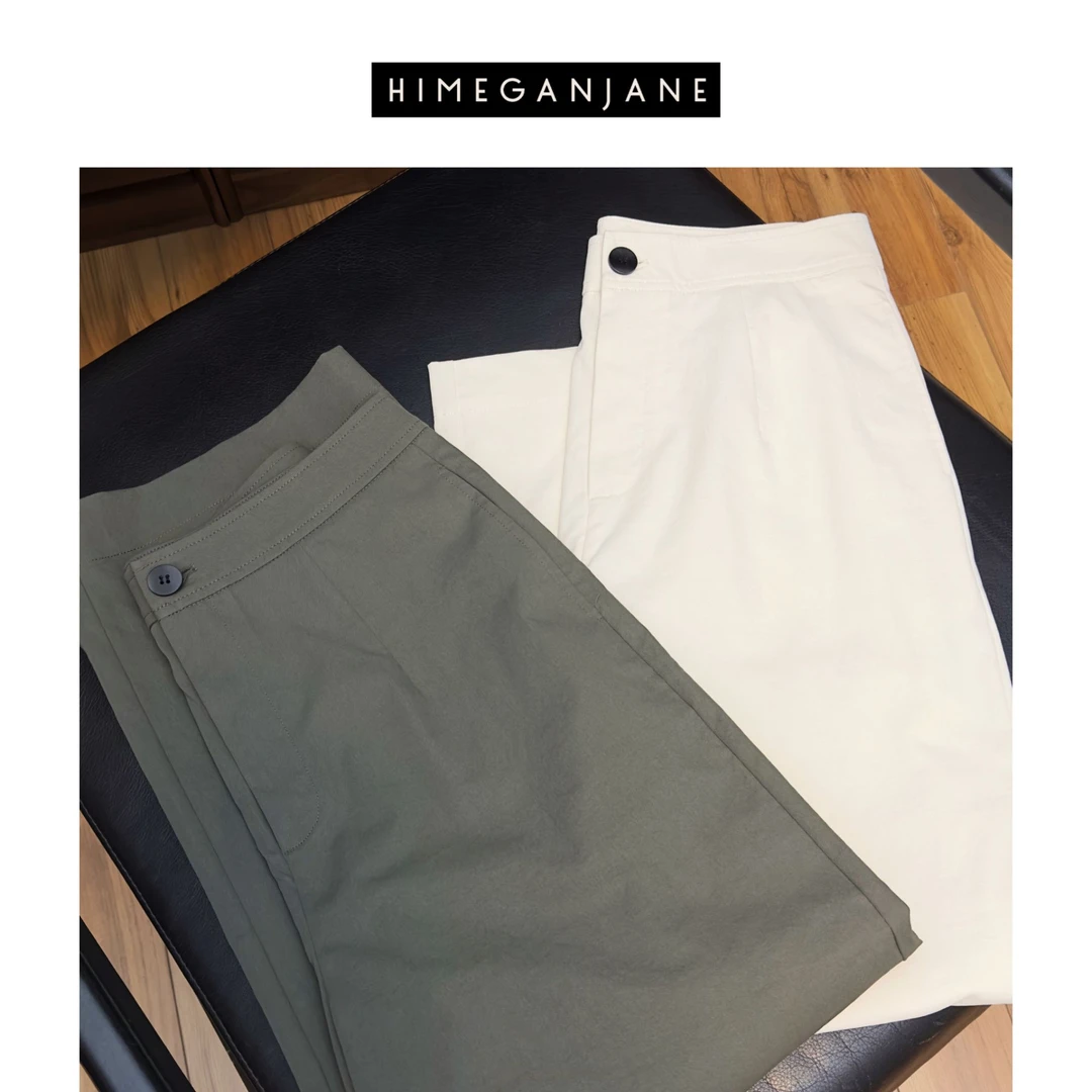 HIMEGANJANE “免熨烫”抗皱裤 黑科技面料 直筒休闲九分裤N22938