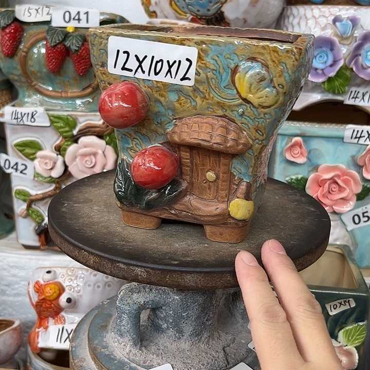 紫砂花盆粗陶材质多肉花盆