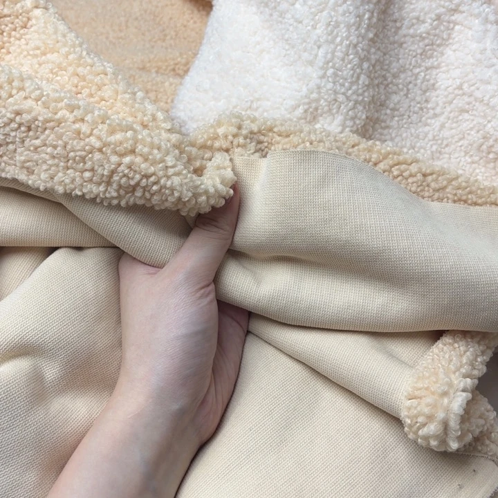 混纺米黄色环保羊羔毛1米