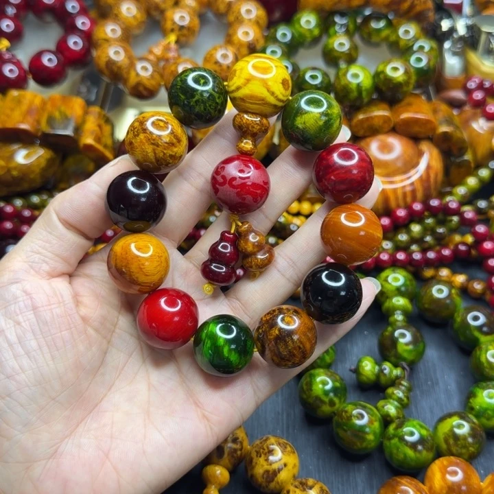 松木琥珀木文玩手串