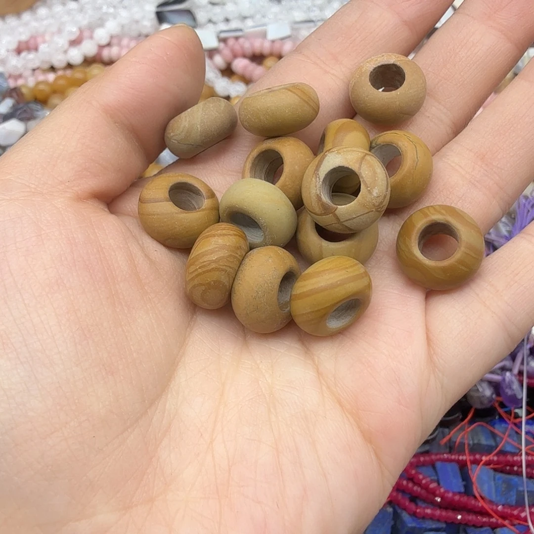 珠宝半成品未镶嵌水晶木化石跑环15颗