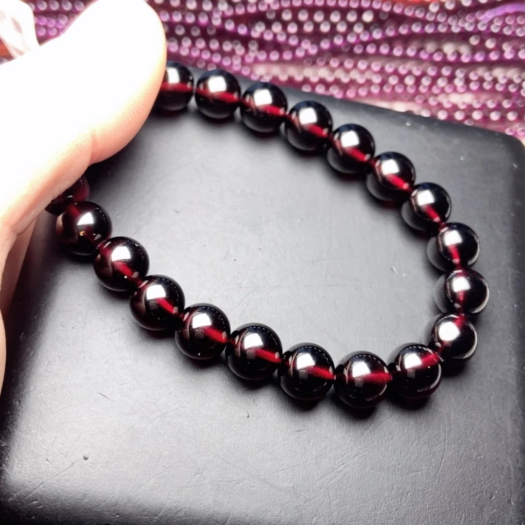 石榴石手链未镶嵌琴8.6酒红色毕业级10a