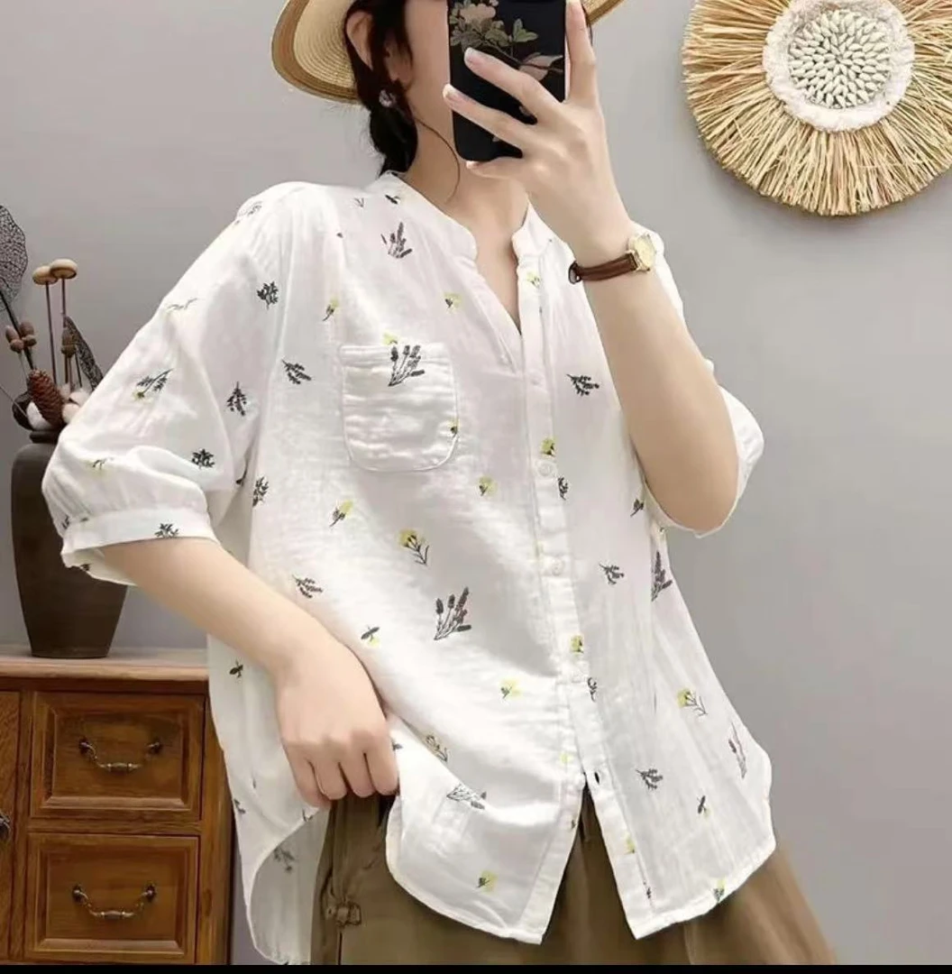 【花七里服饰】棉纱衬衫女夏季薄款V领宽松合集【直播间专属】