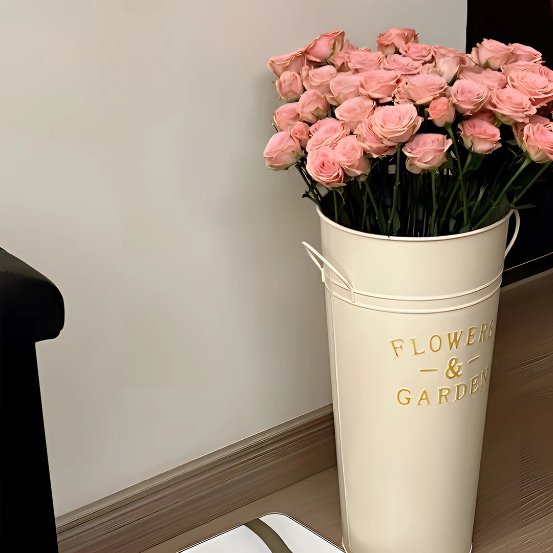 【24H闪电发货】鲜花桶醒花桶铁艺花瓶泡花插干花桶花店水培器花盆