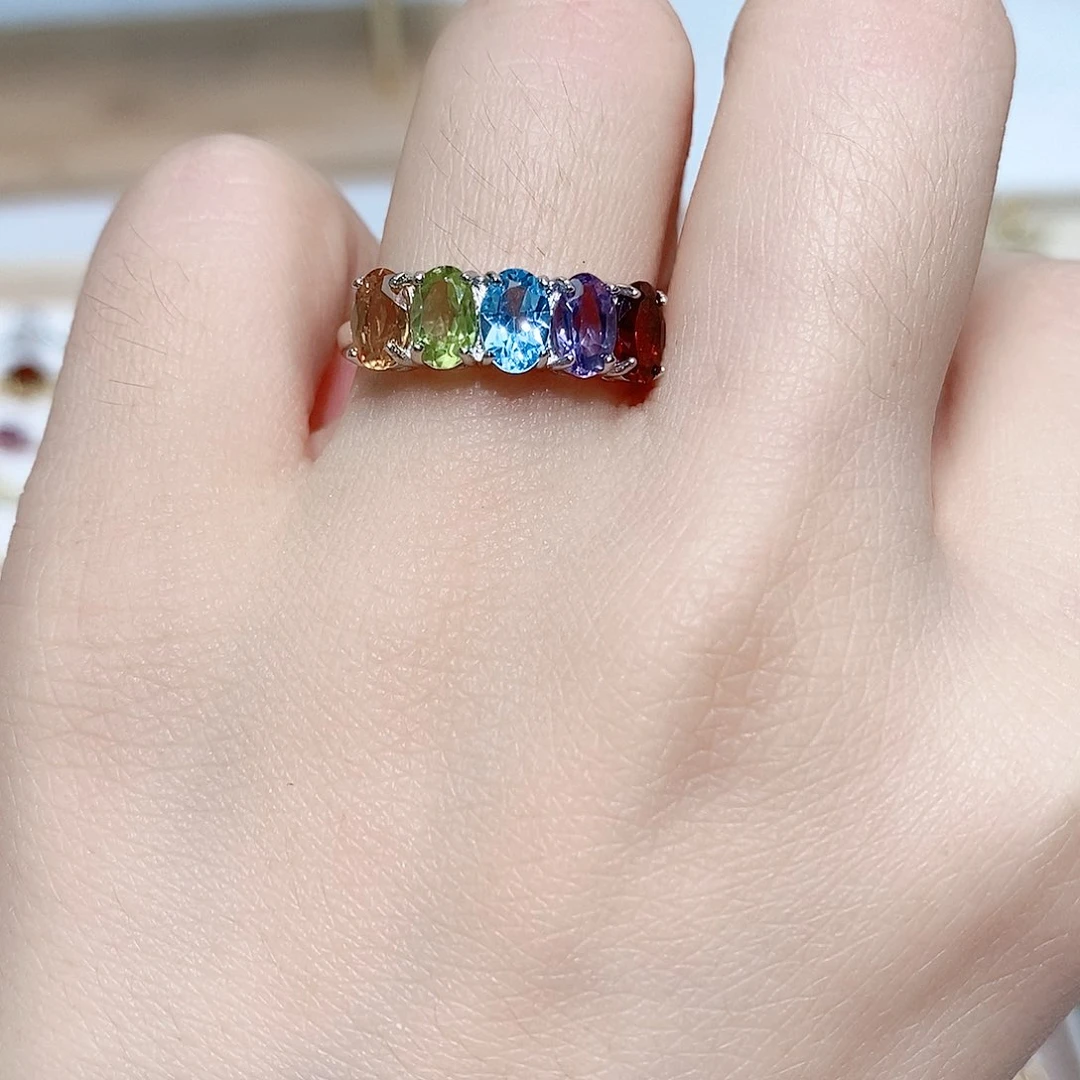 水晶戒指银S925镶嵌戒指