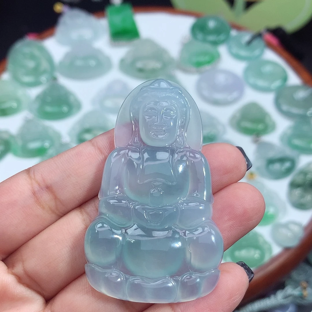 牡***丹翡翠未镶嵌颈饰观音