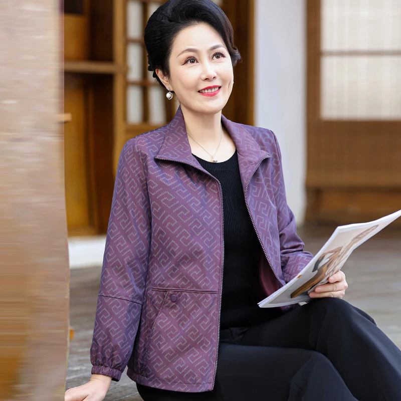 中老年人妈妈春装风衣外套2025春季新款婆婆宽松夹克上衣奶奶衣服