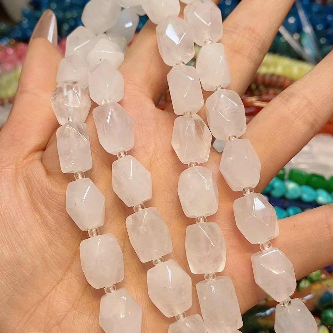 玛瑙/玉髓散珠天然白水晶长八棱一条
