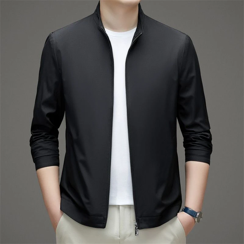 皮尔卡丹正品男装韩版茄克衫休闲时尚2026年立领夹克新款黑色工装