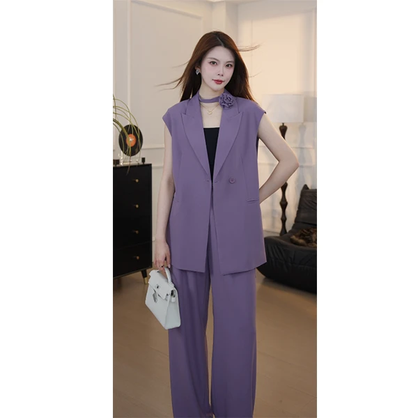 【 张不晚专属】设计感无袖显瘦女神两件套时尚设计师气质