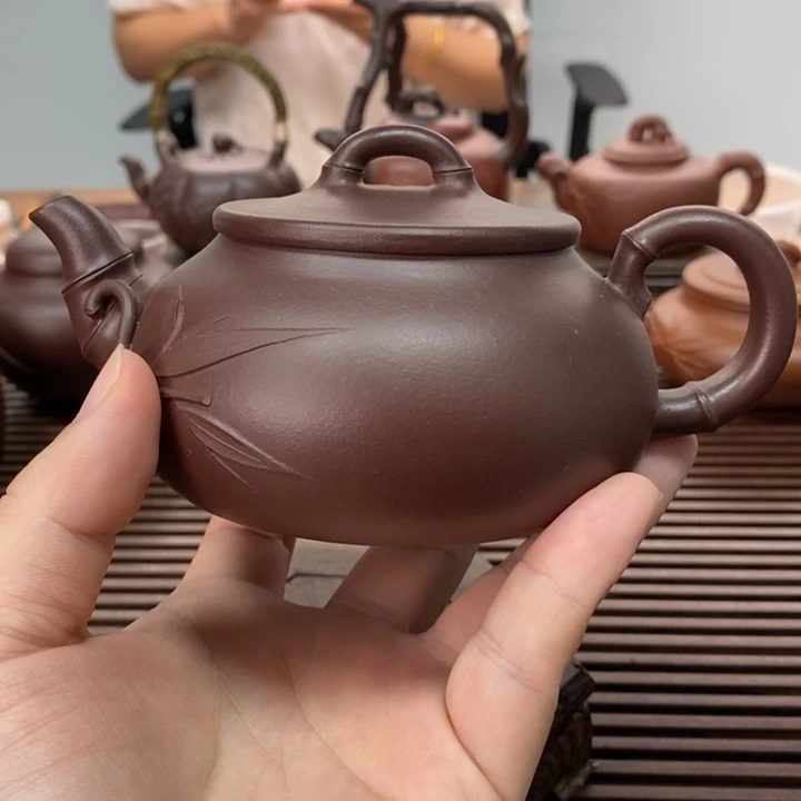 茶壶紫砂如意竹230毫升紫泥