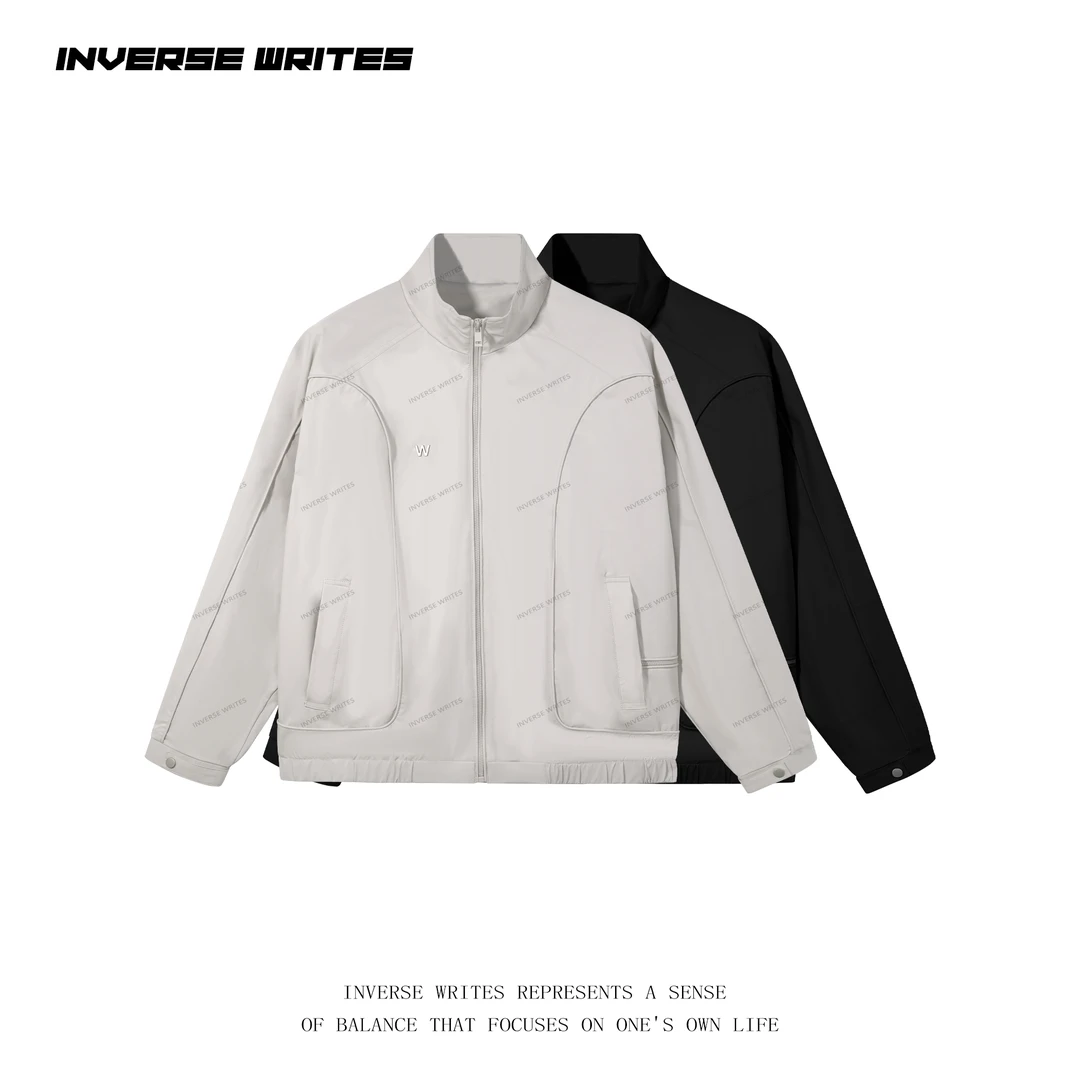 秋季圆下摆速干薄款气质学院风百搭立领皮夹克潮流时尚上衣男士