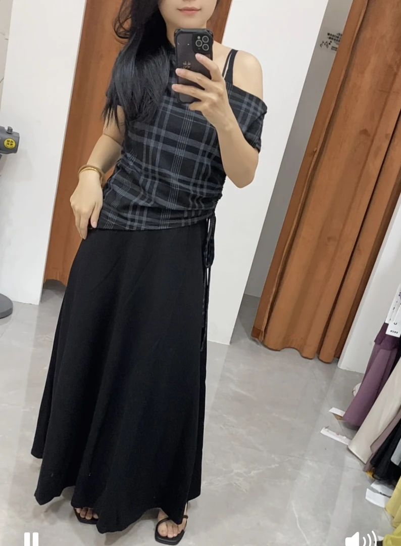 太空棉显瘦百搭黑色半身裙