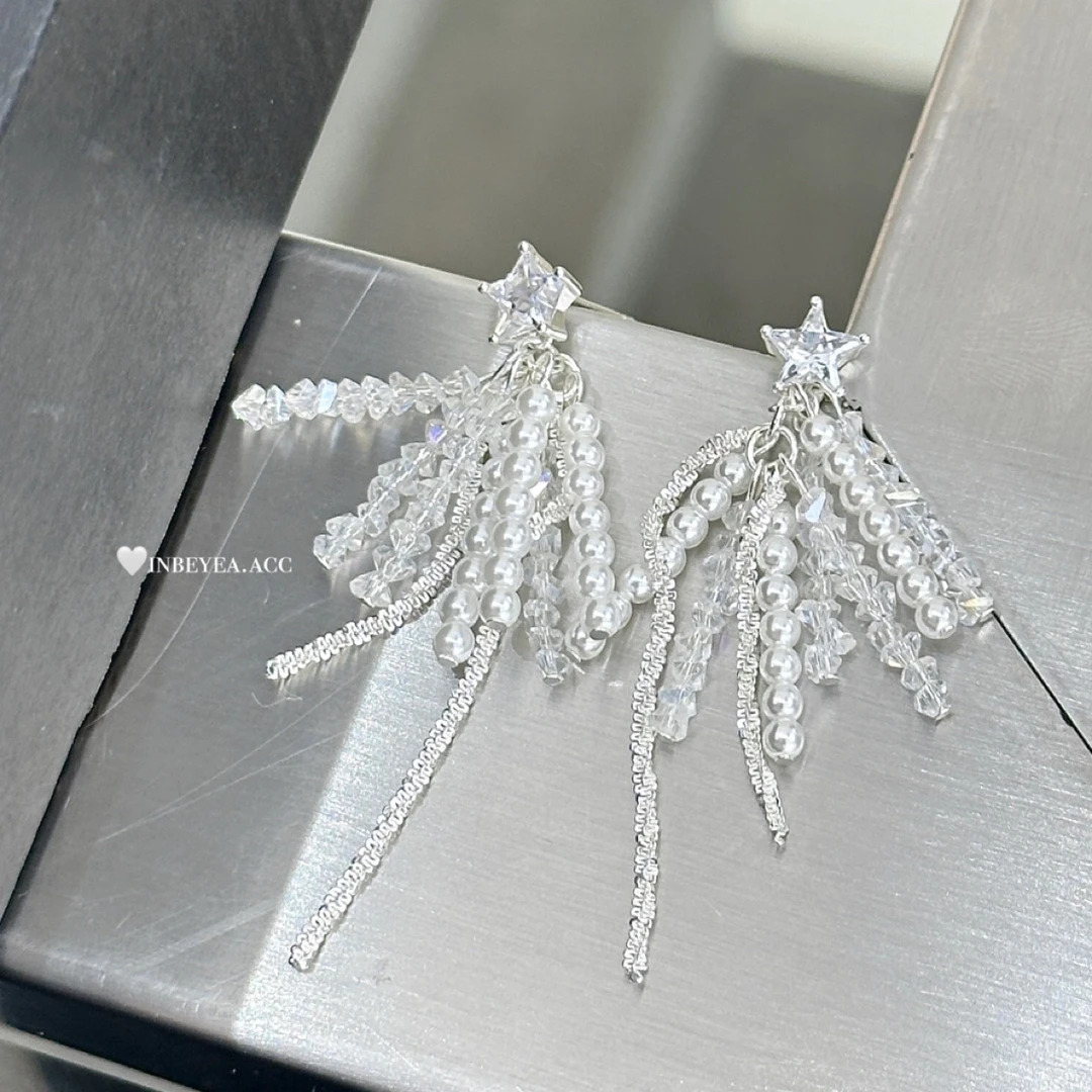 铜合金仿珍珠耳饰 星星耳环27983