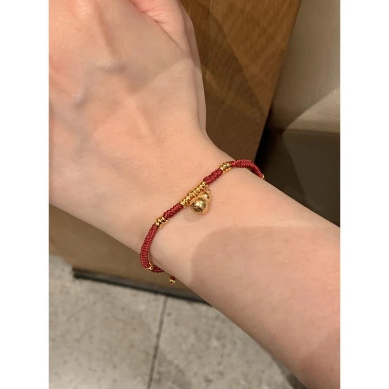 925银手链 认准星璐•【福禄编绳抽拉红绳手链】DIY新年葫芦红色手链