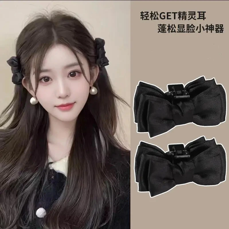 黑色蝴蝶结小抓夹女2025年新款精灵耳造型公主头发夹侧边刘海发卡