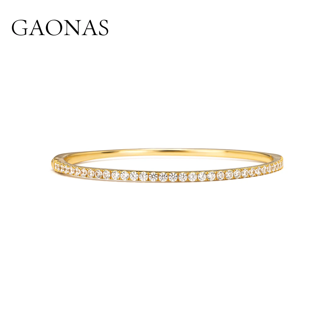 GAONAS 925银合成锆石手镯 《星空系列》ins金色星空细手镯YS049966