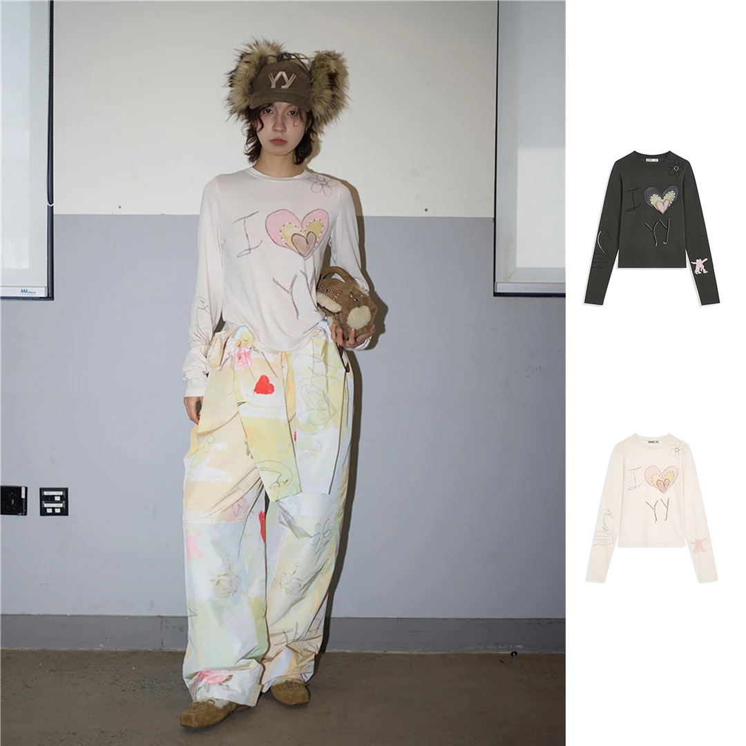OPEN YY设计师品牌趣味满身长袖T恤时尚休闲 DSC买手店 DY5T05002