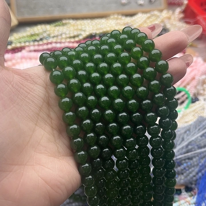 玛瑙/玉髓珠宝半成品未镶嵌一条8mm左右碧玉珠