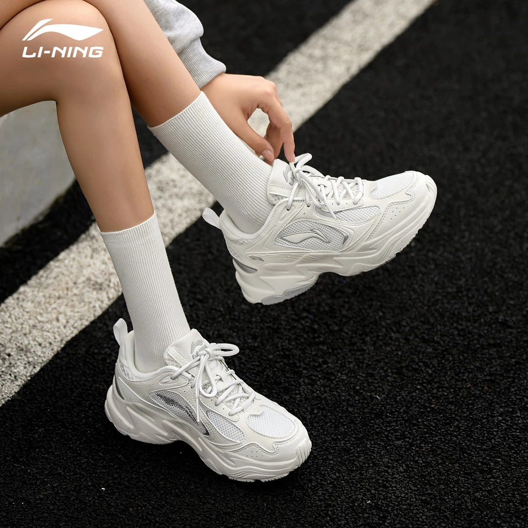 李宁女鞋老爹鞋2025新款正品百搭休闲鞋子女款爆款厚底软弹运动鞋