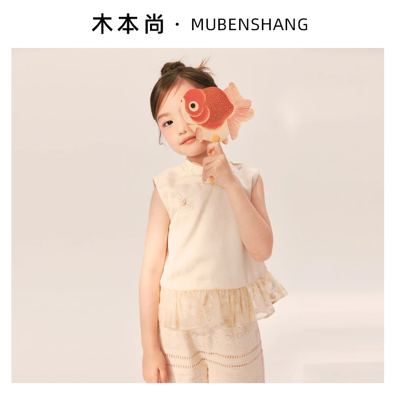 木本尚2025新中式公主洋气时尚女童上衣婴儿宝宝夏季复古女宝无袖