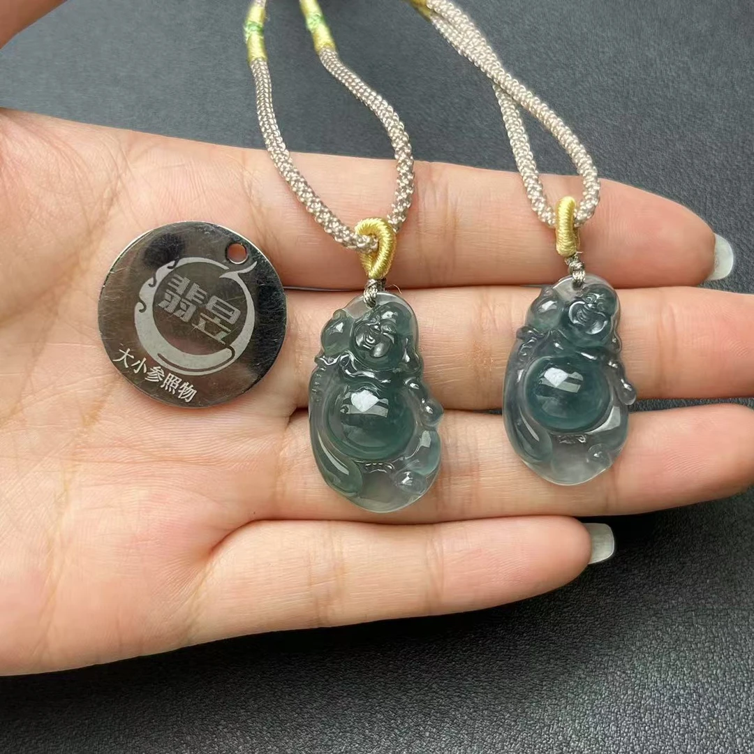 翡昱-N9-14938-天然A货翡翠逍遥佛吊坠-多样性发其一D