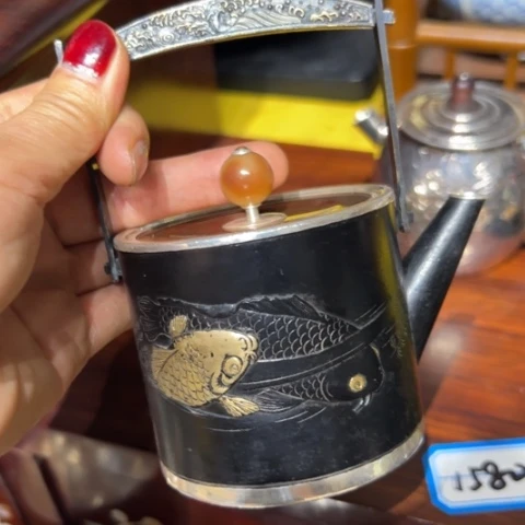 蜜安罐瓷香炉锡茶则