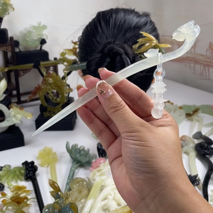 如***意岫玉未镶嵌发簪岫玉发簪