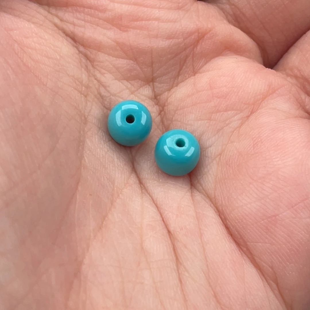 绿松石合金挂件6.6老形对珠