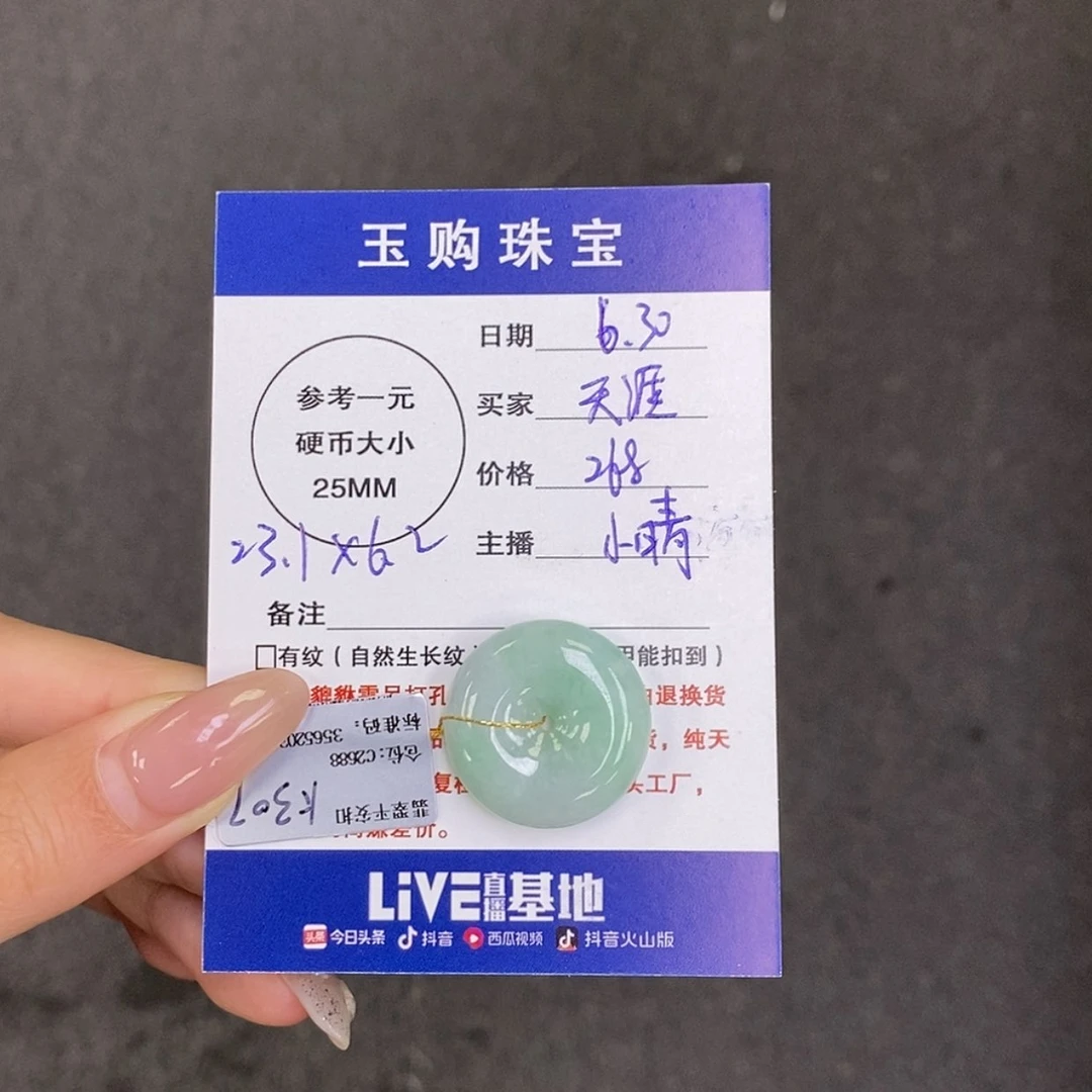 【闪购商品】翡翠未镶嵌颈饰?**涯平安扣