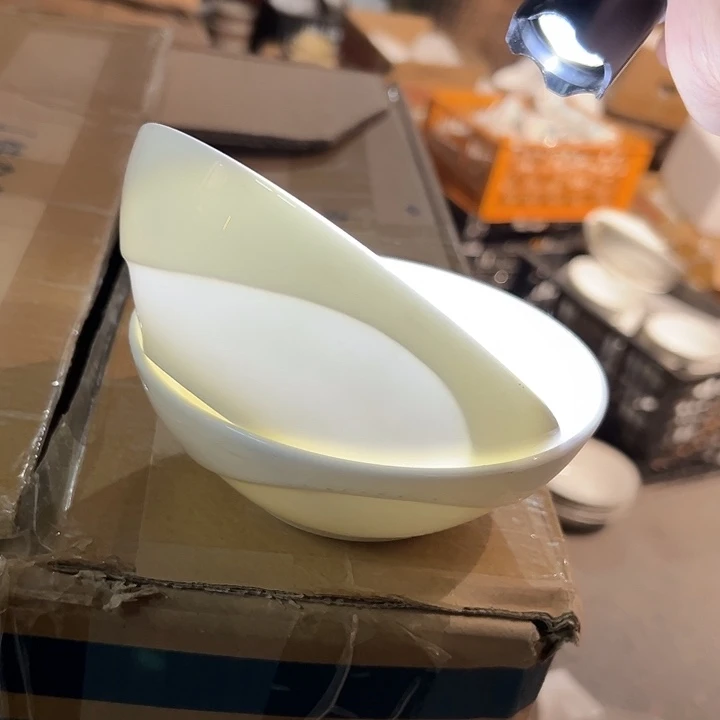 国营尾货骨瓷元宝碗一对口径14