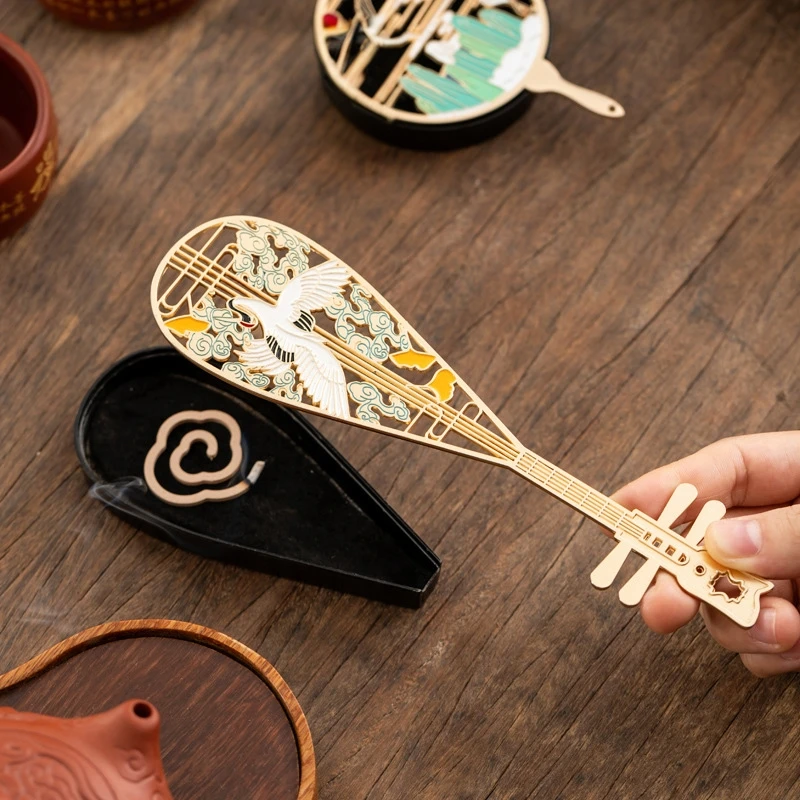 琵琶小祥云瑞鹤香炉扇子盘香炉无粘粉沉香檀香家用香盒香薰炉摆件