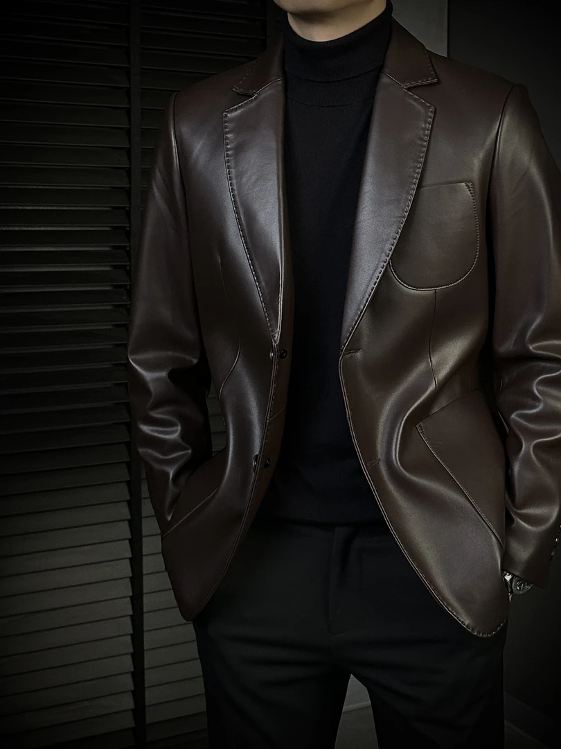 KING&GUCH【100%羊皮】收腰秋季新款男士西服23029