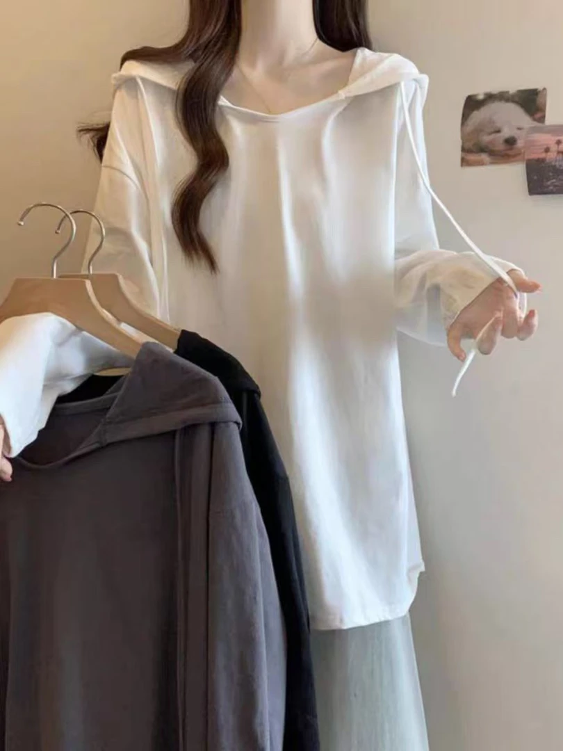 四季款纯棉锁骨帽衫