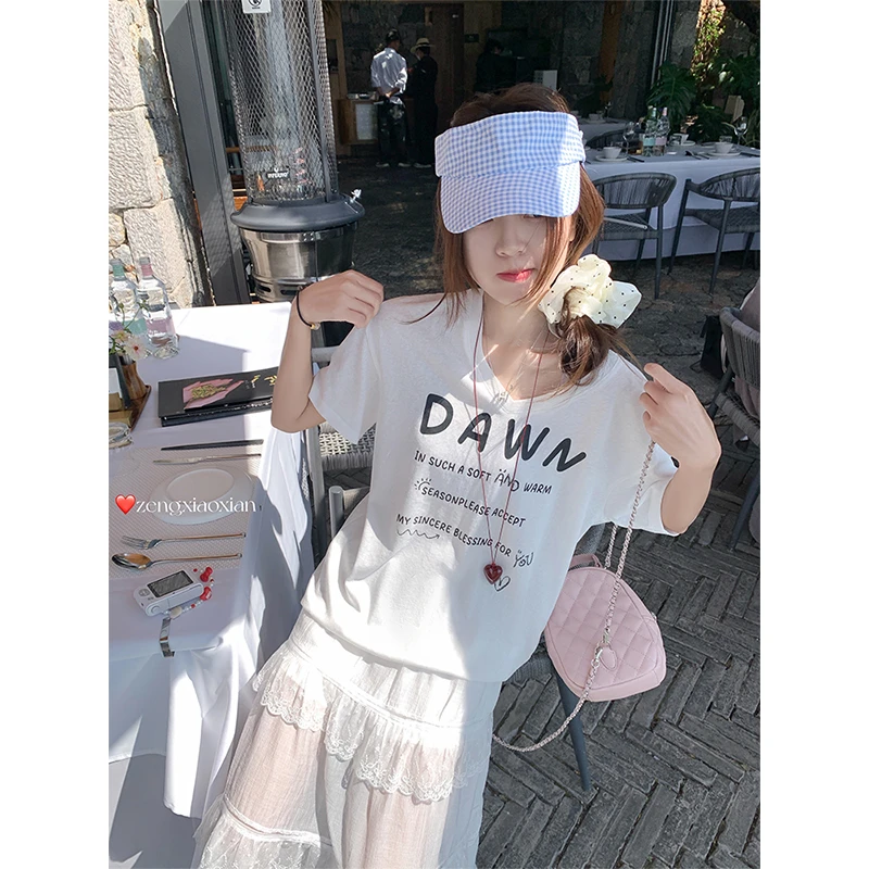 曾小咸 休闲百搭字母印花短袖T恤女202Z251TXZ0596-2