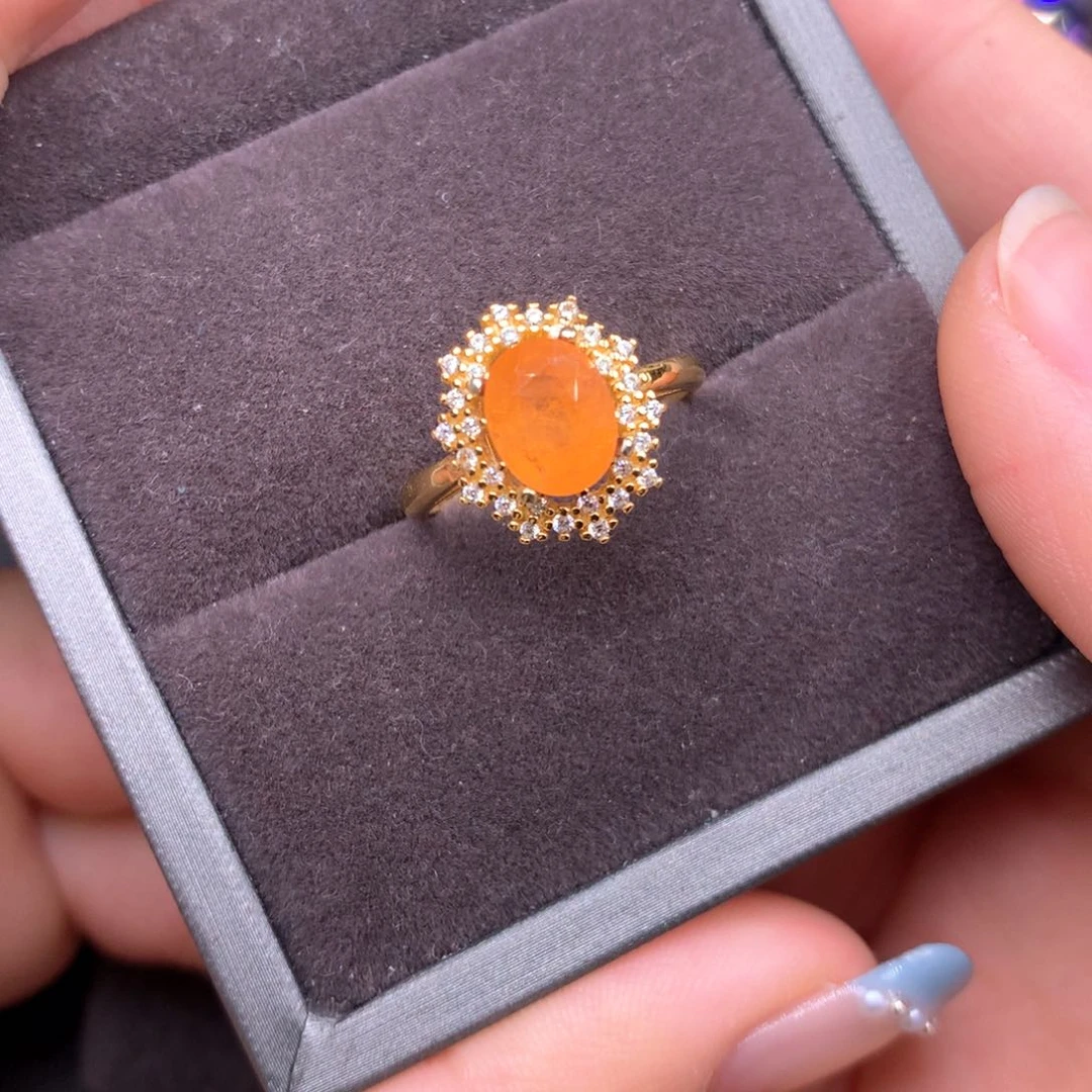 石榴石（芬达石）戒指银S925镶嵌