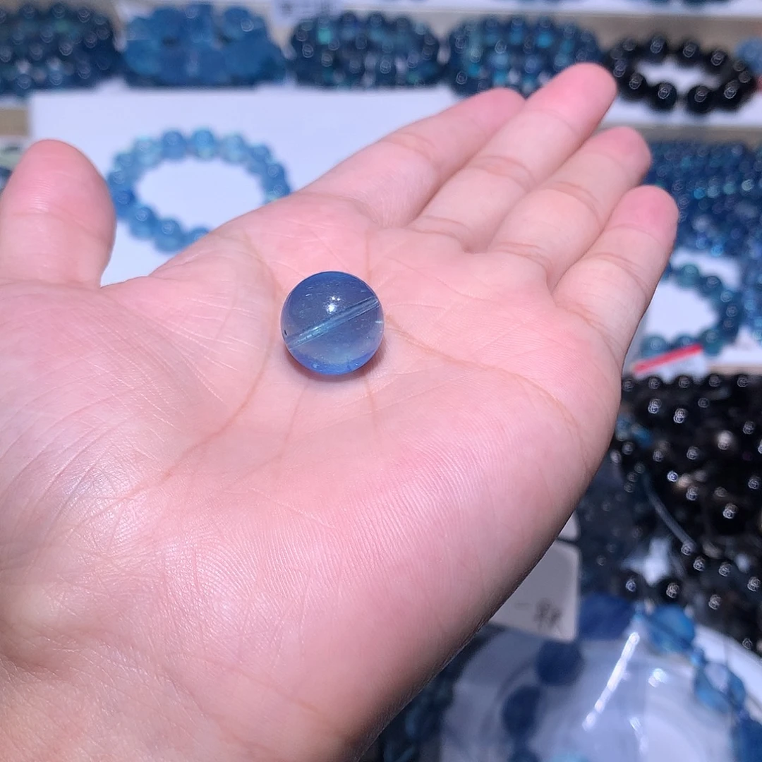 水晶手链未镶嵌槿冰川蓝14mm