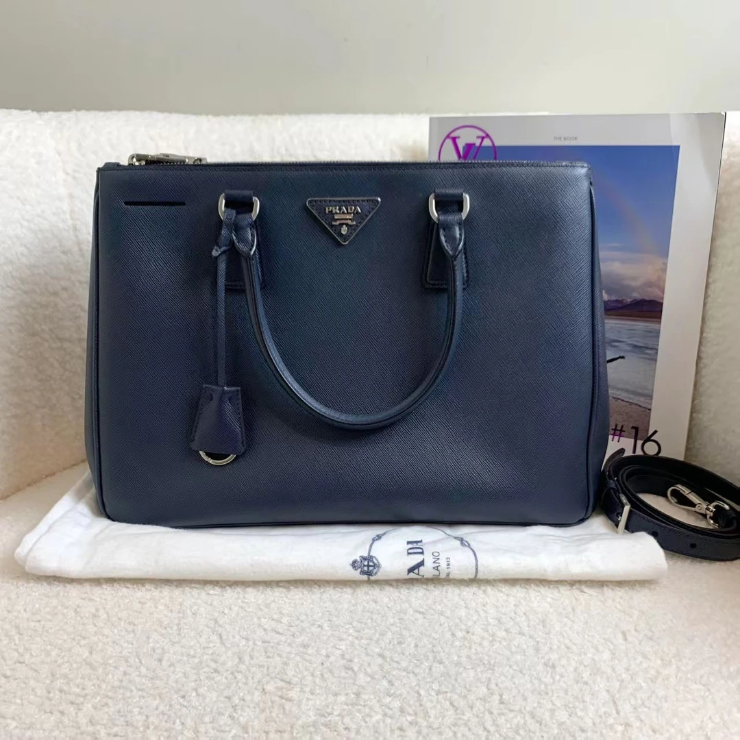 95新 Prada/普拉达 壹臻/蓝色tote包大号 48450083