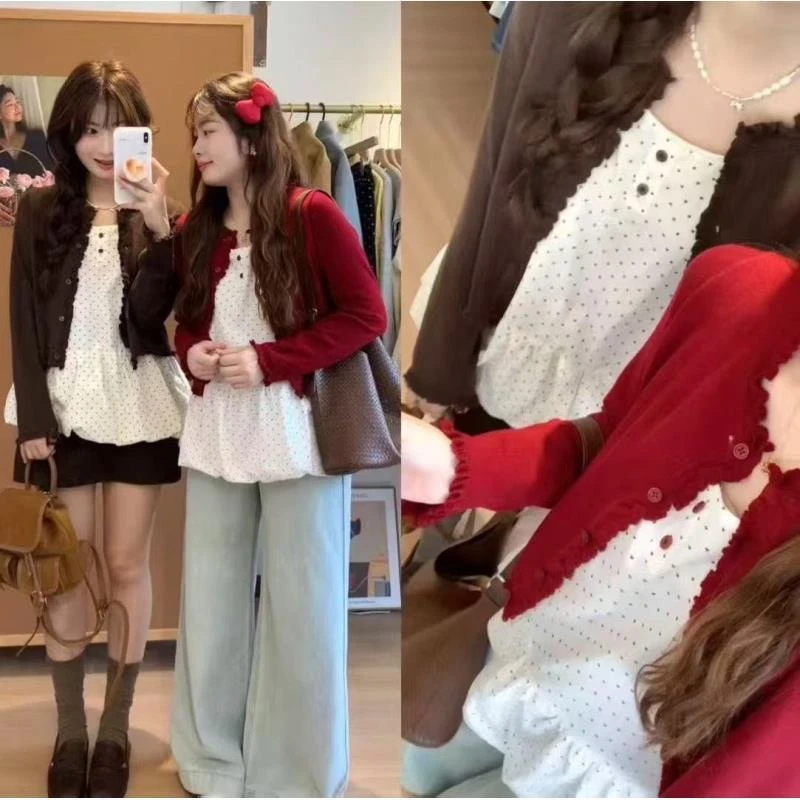 休闲衬衫配外套秋季秋冬女装常规韩版修身型长袖时尚套装90253