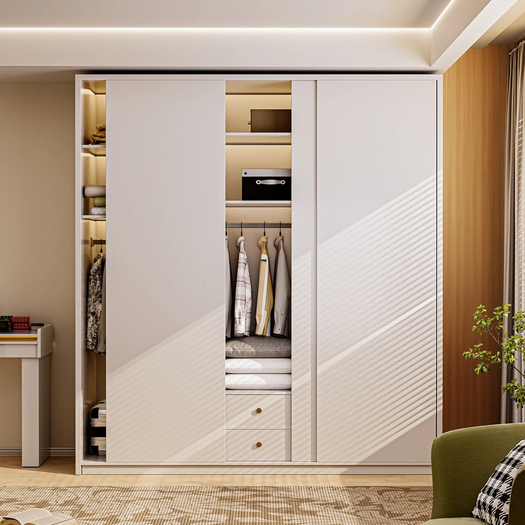 网红家具推拉门实木衣柜爆款卧室小户型家用柜子移门衣橱