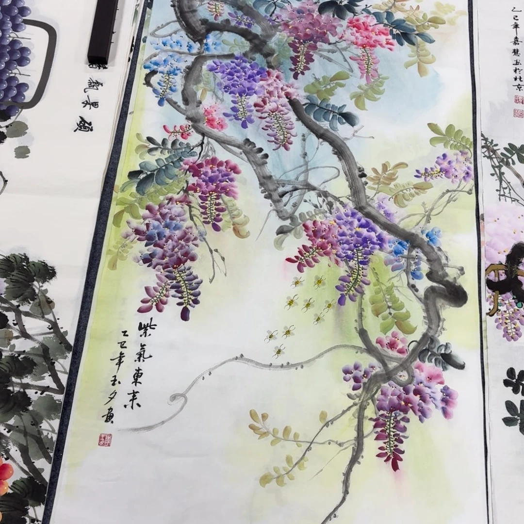 国画140×68手绘画画画