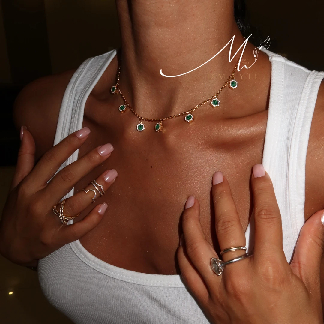 铜锆石项链 MAYILI锆石铜项链锁骨链