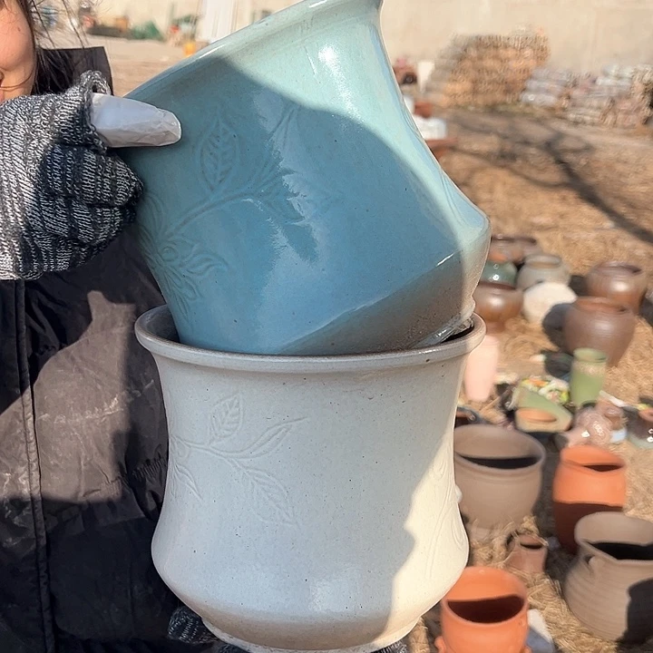 紫砂花盆高度19口20