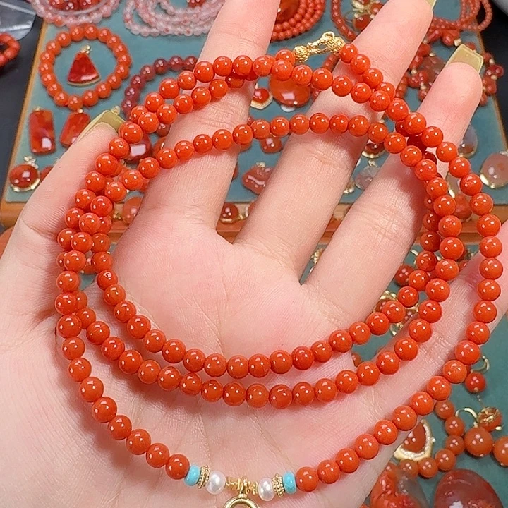 南红玛瑙未镶嵌70毛衣链