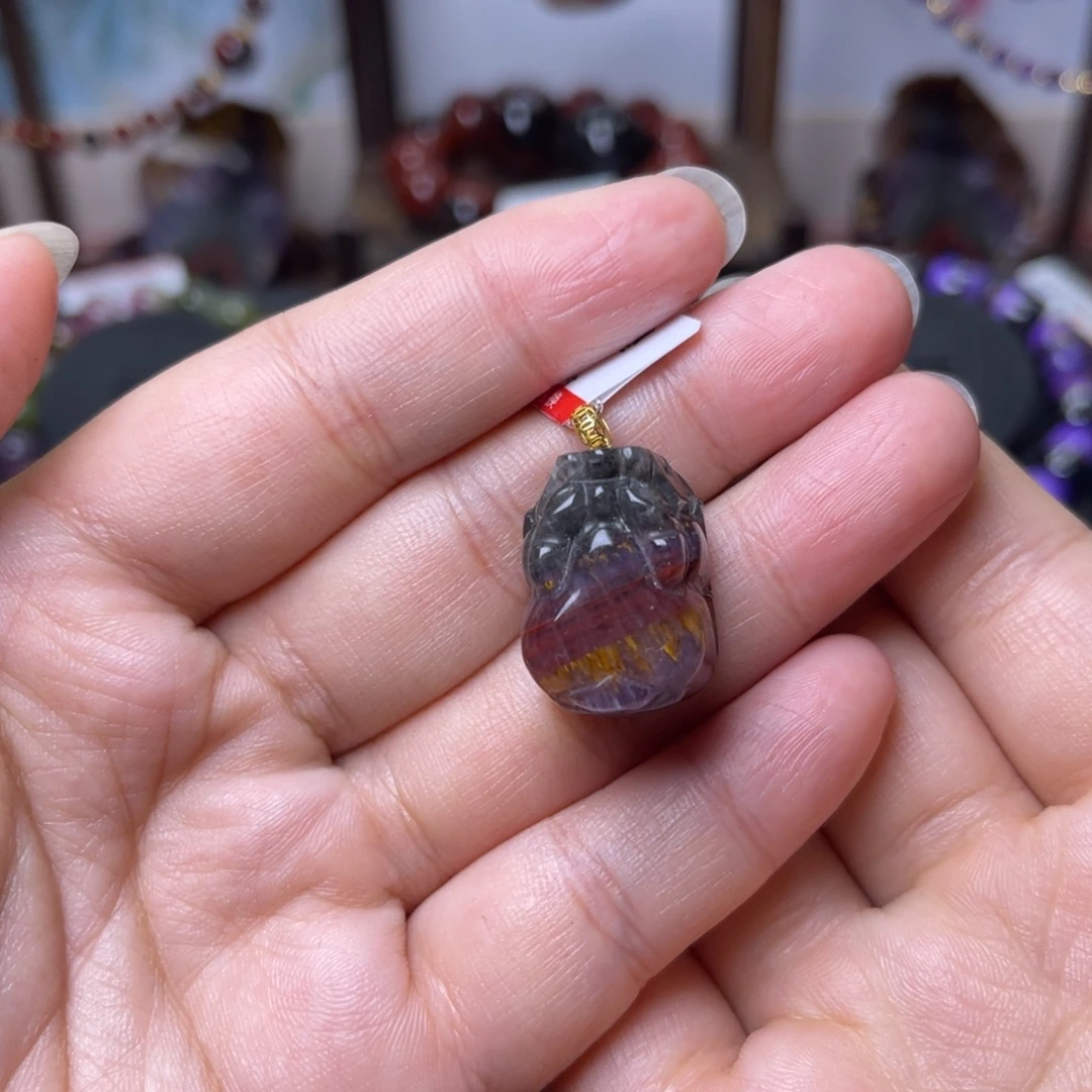 水晶18K金镶嵌手链极光四色貔貅吊坠