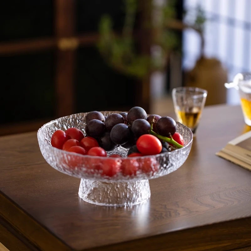 玻璃果盘高脚家用客厅茶几点心果篮水晶盘日式餐具糖果水干果盘子