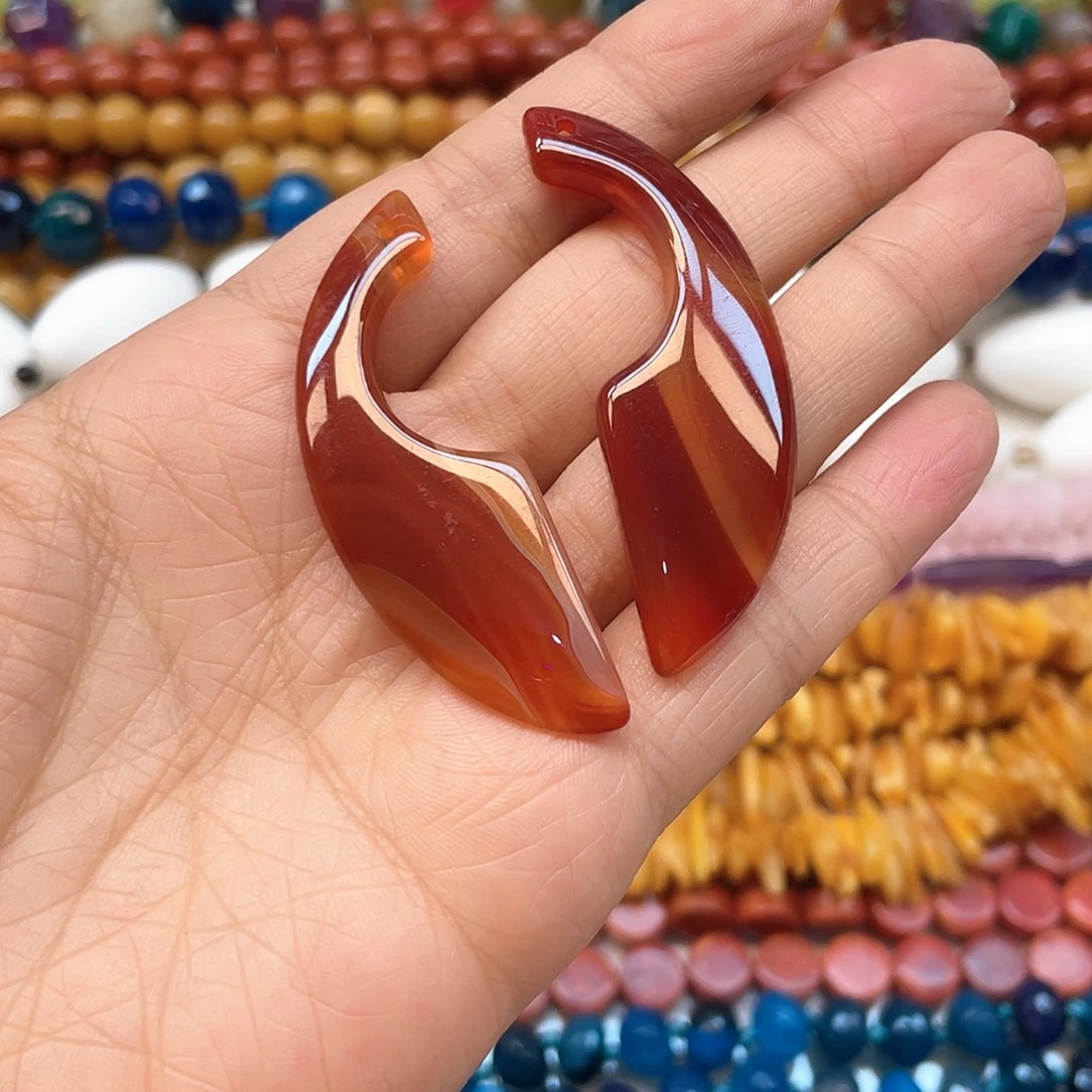 玛瑙/玉髓合金珠宝半成品红玛瑙吊坠一对