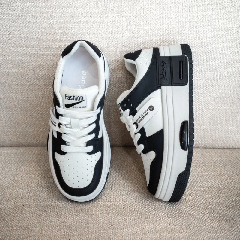 胖哥精选女鞋 厚底皮面百搭休闲鞋588-11（跟高4.5厘米左右）